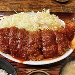 更科 - 今回はなんとかトンカツがお皿に　　　　　　　　　　　　　　　　　　　　収まっています。
