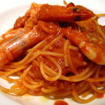 リストランテ ネグラマーロ - 海老と激辛サラミ（ウンドゥイャ）のスパゲティ