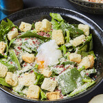 “Caesar salad” made with fresh raw spinach