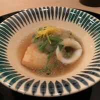 まき村 - 揚げ里芋と小ヤリイカの霙煮