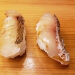Sushi Tomita - 鯛（切身と昆布〆）