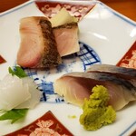 Sushi Tomita - 刺身（烏賊、鰆、鯖）