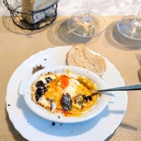 La Brianza - トリュフグラタンピエモンテ風黒トリュフ。混ぜ混ぜ♪ 黄身色も味わいも濃い田中農園の健康玉子おうちでも食べたくてもこれ程の玉子はなかなか買えないの、だから食べに行っちゃう