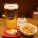 生ビールとお通し