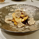 カーザデッラマンテ - 仕上げのサマートリュフ、生うに、鱧フリット