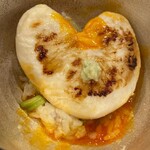 あま木 - ハート型河豚の白子　河豚雑炊　卵黄醤油
