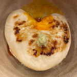 あま木 - ハート型河豚の白子　河豚雑炊　卵黄醤油