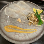 あま木 - てっさ、テッピ　酢橘　あん肝ポン酢