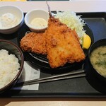 Matsunoya - ロースかつ＆アジフライ定食(小)+トッピングポテトサラダ