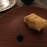 ジューダバレリーノ - 前菜(地鶏胸肉とﾌｫｱｸﾞﾗﾃﾘｰﾇ、柿ｷｬﾗﾒﾘｰｾﾞのｸﾚｰﾌﾟ包み)