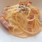 リストランテ 錦ケ丘 - ●パスタはポルチーニ茸のカルボナーラソースのを（アップチャージ＋500円）
