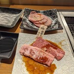 幸せの焼肉食べ放題 かみむら牧場 - タン塩 /薩摩牛カルビ