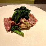 エクアトゥール - 牡蠣のポワレ 黒毛和牛座布団