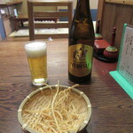 そば処 和邑 - ビール・お通しの「揚げそば」