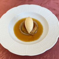 キノシタ - 紅あずまのプリン　バニラのアイスクリームのせ