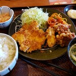 ごはん処 かつ庵 - 料理写真:チキンカツと唐揚げの定食