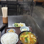 アサヒ食堂 - カツカレーうどん定食ご飯大盛り1000円