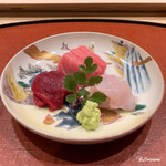 御料理 寺沢 - 天然本鮪トロ､鮎魚女､鯨の造り