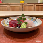 御料理 寺沢 - 天然本鮪トロ､鮎魚女､鯨の造り