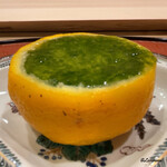 御料理 寺沢 - 青さ海苔の柚子釜