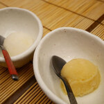 すし匠 - ラフランスシャーベットと梅シャーベット