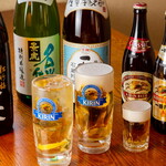 串焼き処 わ - 日本酒（豪快、景虎）芋焼酎、ビール（キリンラガー、一番搾り）集合