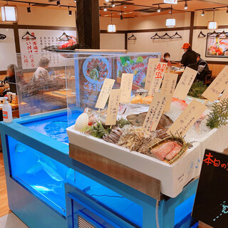 設有魚池的店鋪提供活魚!