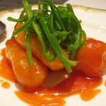 中国料理 星ヶ岡 - 白身魚の甘酢あんかけ