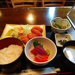 酔心酒蔵 - カキフライと小刺身定食