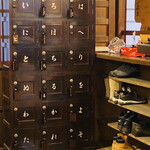 うなぎのまつ嘉 - 昭和の銭湯の下駄箱みたい。懐かしい雰囲気