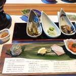 Hinano Yado Chitose - 夕食は充実した内容で、詳しい説明書きも添えられて