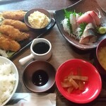 やっぱり小田原 魚が旨い! - カキフライと刺身定食