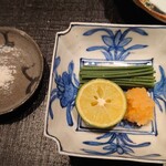 伯雲 - 塩、酢橘・分葱・紅葉おろし