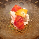 伯雲 - 愛媛のブラッドオレンジと鹿児島の金柑 下に酢橘のソルベ