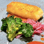 傳火 鉄板焼 - 河豚のクリームコロッケ　トマトソース