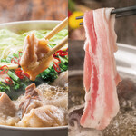 [12:00-16:00 lunch only] 1 drink included! Black pork shabu shabu or Hakata Motsu-nabe (Offal hotpot) course [1980 yen]