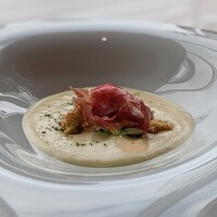 エノテーカ ピンキオーリ 名古屋 - 熟成インカのめざめとペコリーノチーズのスプーマ 短角牛ブレザオラのラメッレとローリエ