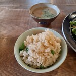 食堂カウ - 塩豚と菜の花の土鍋ごはん&粕汁