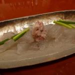 吉向 - 平目の薄造りアップ（肝も・・）