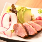 Smoked duck saute tapenade sauce lunch set