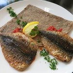 ガレット：コンカルノー（イワシのソテー、ハーブ風味の特製トマトソース添え）