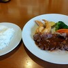 Kitchen KATO - ミニステーキとエビフライのAランチ 税込1300円