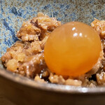 根津 焼鳥 照隅 - 鳥そぼろ佃煮と金柑醤油漬