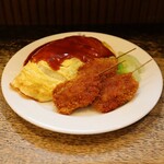 明治軒 - オムライス 串カツ3本セット(大 1,210円)