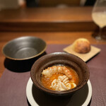 アカ - 白子と車海老のアヒージョ