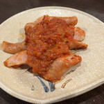 金町製麺 - 粗挽きソーセージのアラビアータ　400円