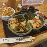 みなとや - アベック丼(冷かし・冷山菜) 1,200円(税込)、ミニ天丼 600円(税込)