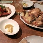 オレンジ - コクレ（雛鳥）１羽丸ごとロティ、活オマールエビ1尾丸ごとロースト