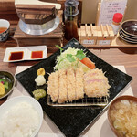 とんかつ 蒼樹 - リブロースとしゃとんブリアン、妻と半分ずつの盛り合わせ