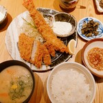 Nadaitonkatsu Katsukura - 白米と白味噌の味噌汁と大海老かつとヒレカツ